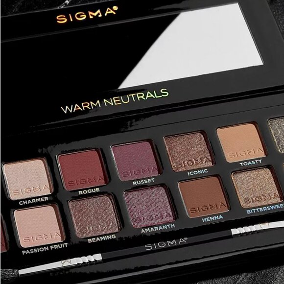 SIGMA Warm Neutrals 14 Shade Eyeshadow Palette w/Brush*~Metallic & Matte 32g NIB - Picture 4 of 15